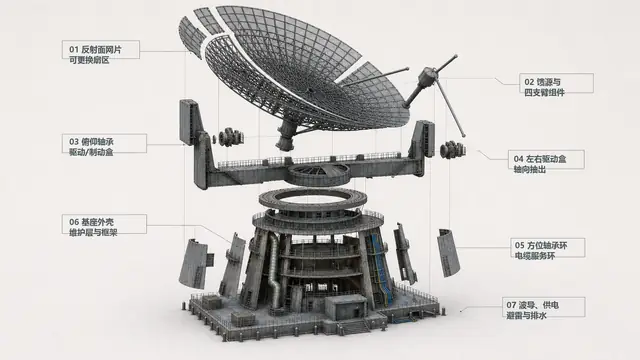 高精设备 · 红岸巨型抛物面天线系统 · 爆炸图