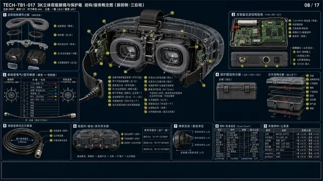 高精设备 · 3K立体观看眼镜与保护箱 · 3/4 后视