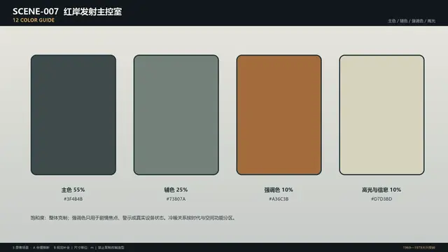 场景 · 红岸发射主控室 · 色彩指南