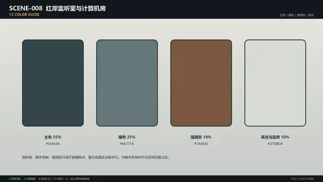 场景 · 红岸监听室与计算机房 · 色彩指南