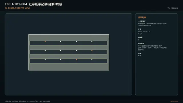 设备 · 红岸纸带记录与打印终端 · 3/4 视图