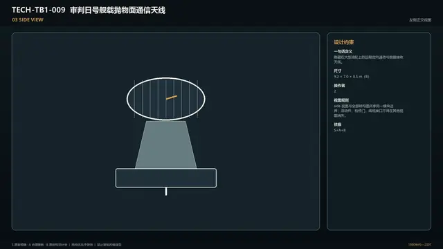 设备 · 审判日号舰载抛物面通信天线 · 侧面