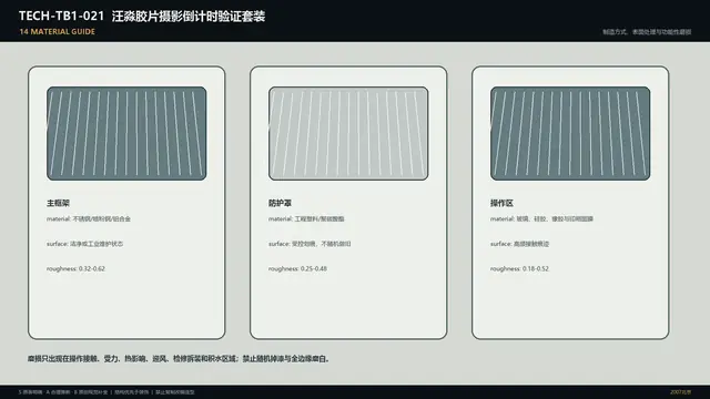 设备 · 汪淼胶片摄影倒计时验证套装 · 材质指南