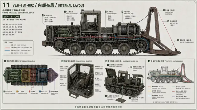 载具与特殊 · 兵团履带式集材拖拉机 · 内部布局