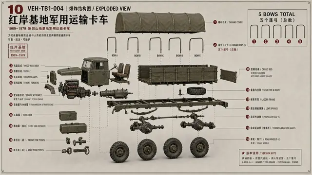 载具与特殊 · 红岸基地军用运输卡车 · 爆炸图